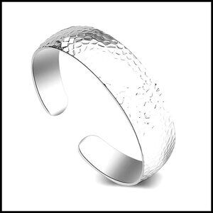 Sterling Silver Cuff Bracelet Set Classic Elegant Adjustable Bangle Jewelry